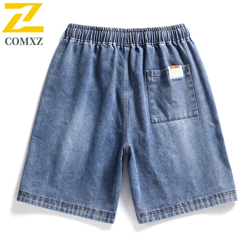 Brand Men's Denim Shorts 2025 New Summer South Korea Fashion Letter Printed Straight Pants Street Clothing Loose Casual Shorts