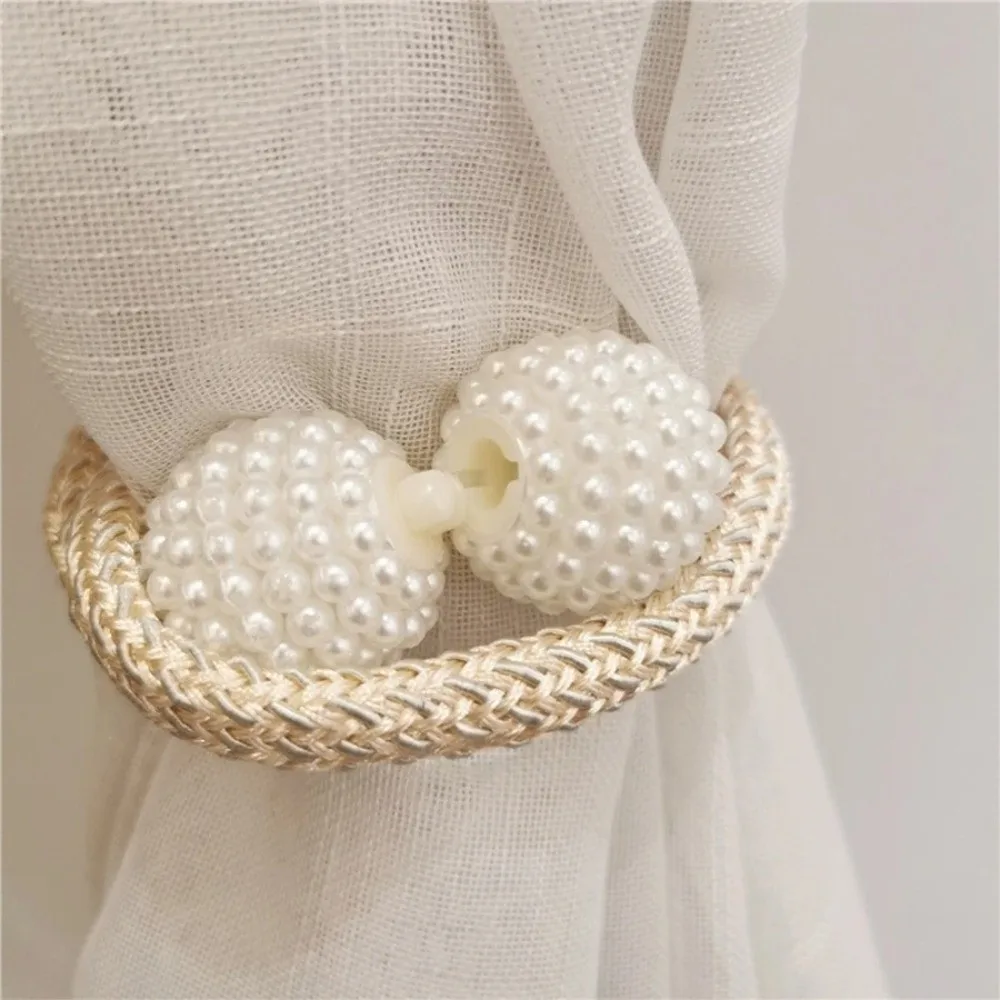 Bear Design Curtain Tie Backs 1PC Pearl Buckle Curtain Straps Soft Fabric Hollow Out Style Mosquito Net Ties Living Room