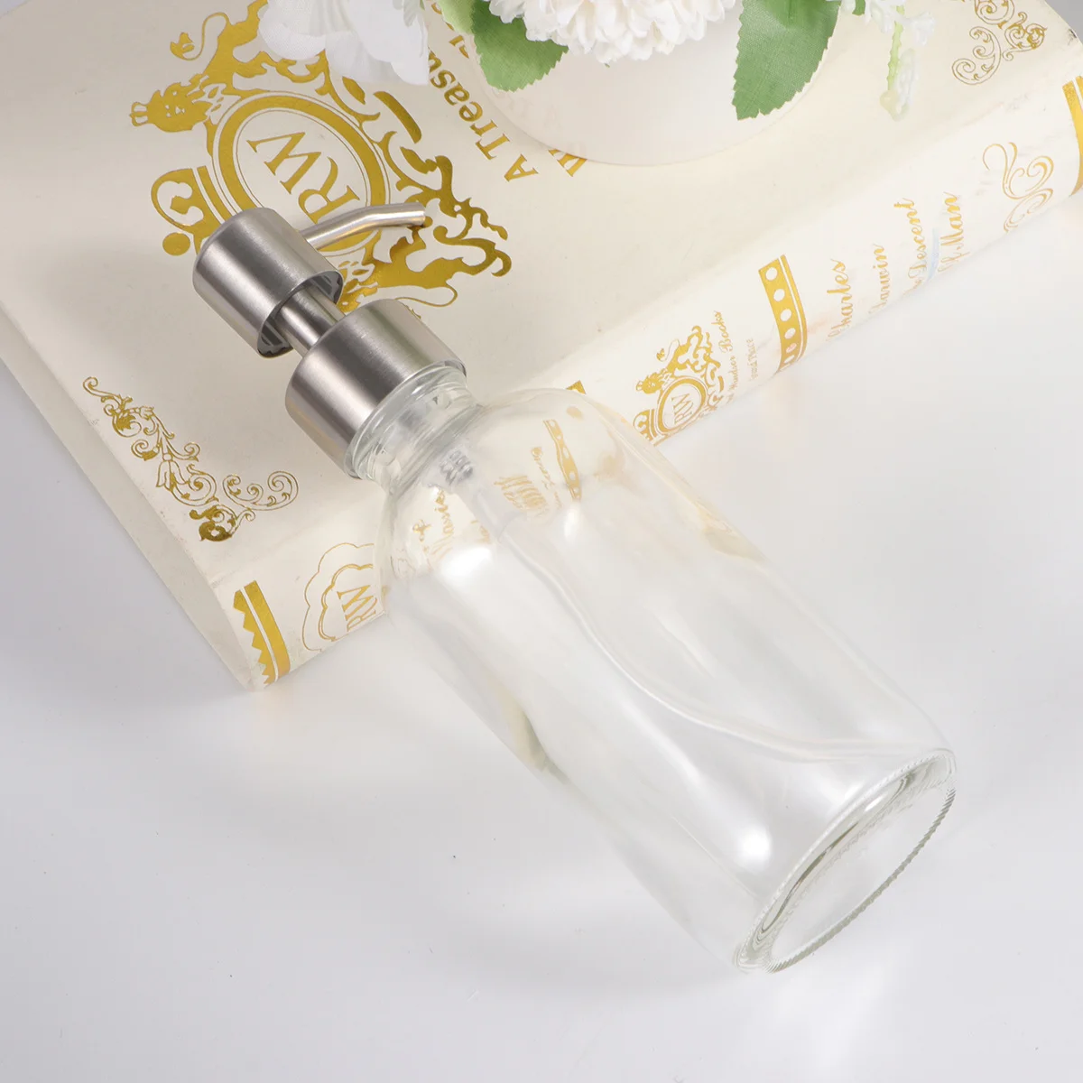 

230ml Glass Pump Bottle Thick Colored Lotion Container Refillable Shampoo Soap Holder for Bathroom Home Travel