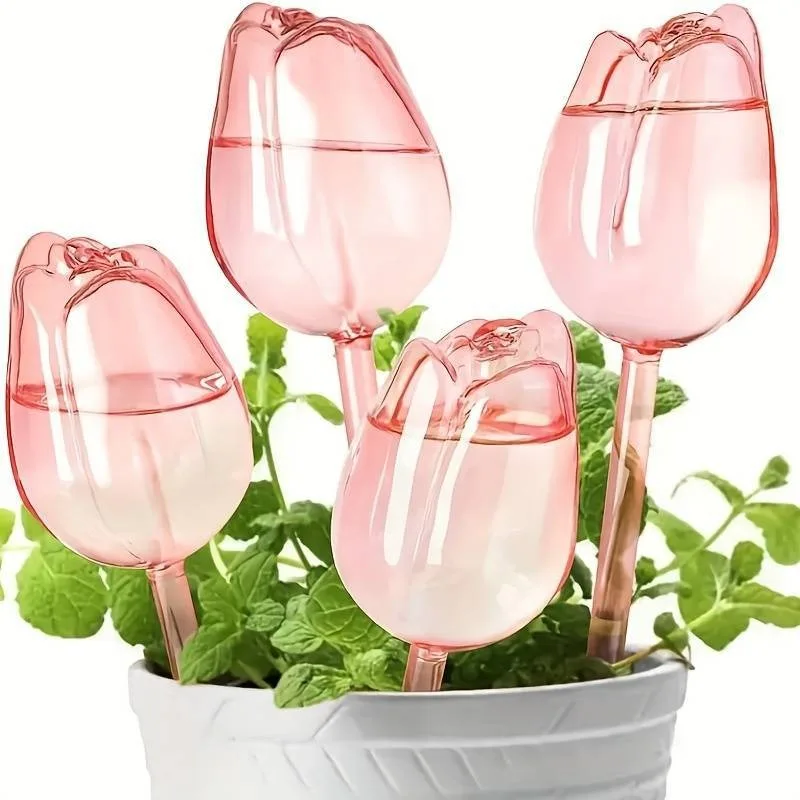 

4pcs/set Plastic Automatic Flower Watering Device Tulips Shape Pots Drip Irrigation System for Indoor/Outdoor Gardening