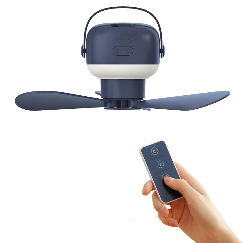 652F Foldable 10inch USB Ceiling Fan with Lamp 3-speed Hanging Fan for Camping Tent