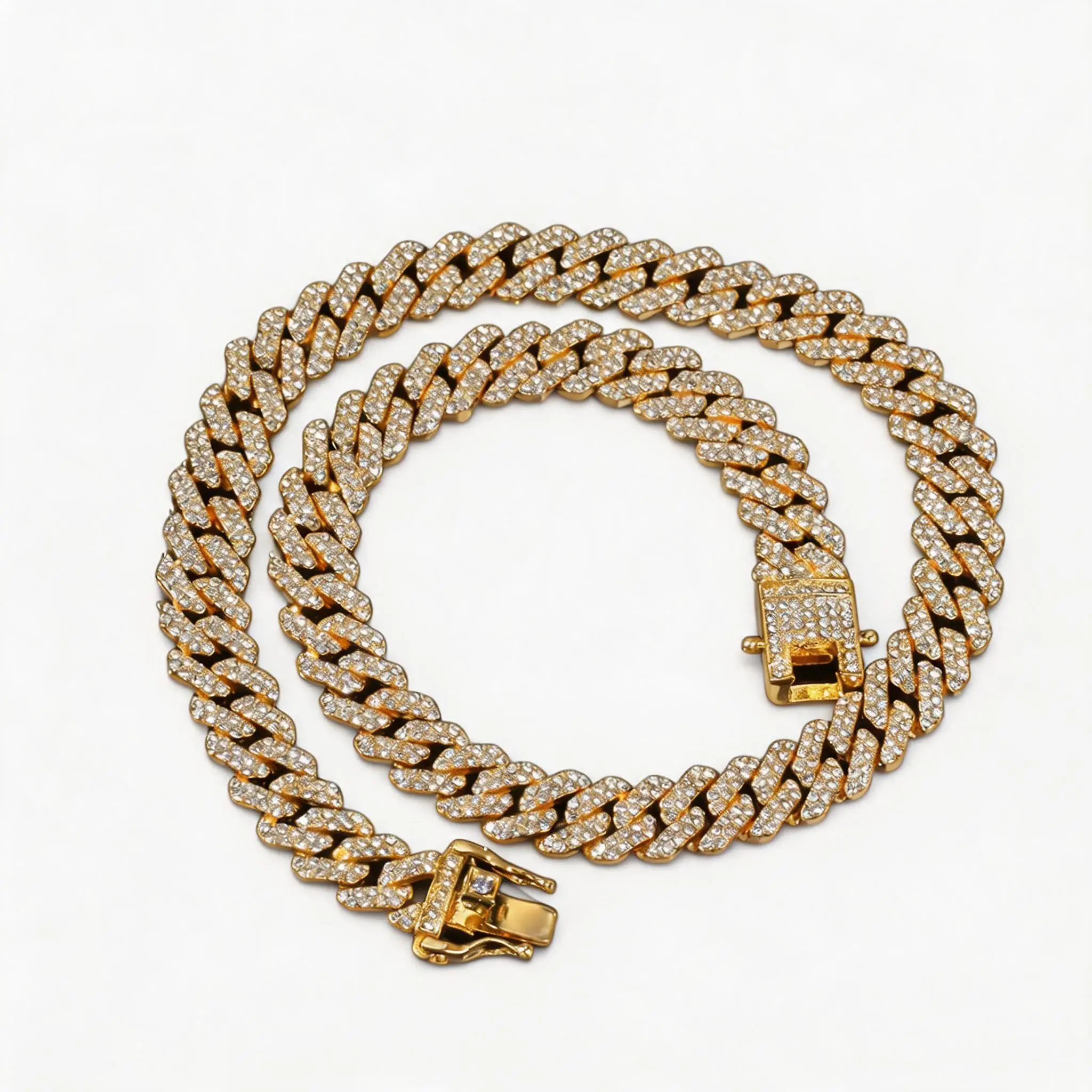 

UWIN Micro Paved 12mm S-Link Miami Cuban Necklace Iced Rhinestones Hip Hop Men's Fashion Jewelry
