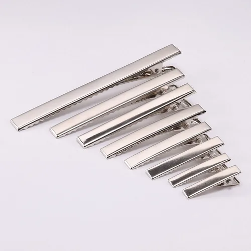 100 Uds. Pinzas para el cabello de cocodrilo de Metal de 32mm-95mm horquillas de pico de pato pasador de cocodrilo de una sola punta para accesorios para el cabello de joyería DIY