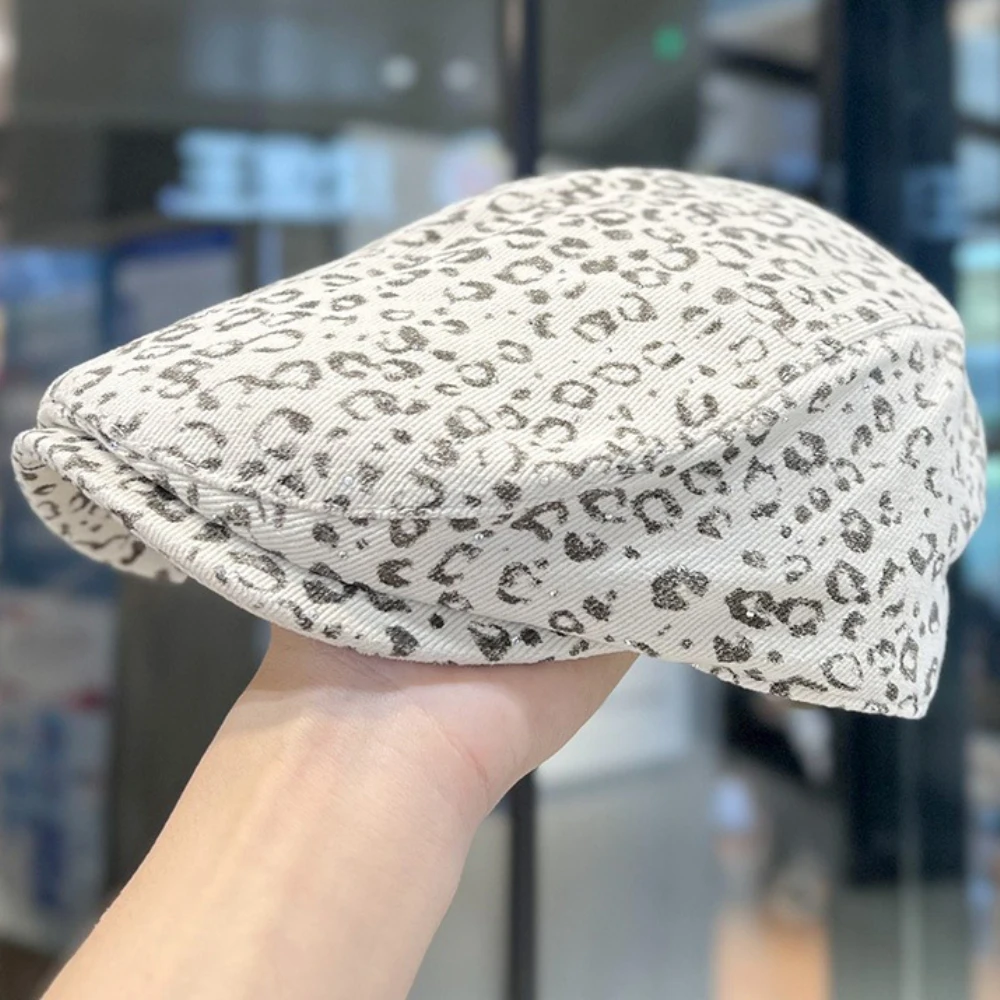 HT4874 Berets Glänzende Frühling Herbst Hut Männer Frauen Leopard Künstler Maler Baskenmütze Hut Männlich Weiblich Ivy Flache Kappe Einstellbare Baskenmütze Kappen – Detail 8