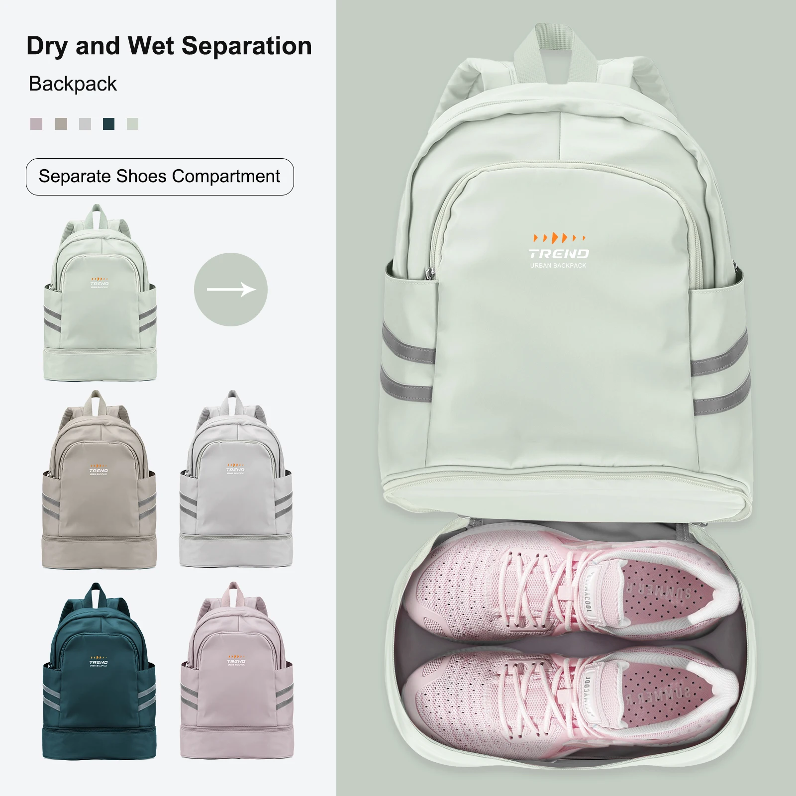 Gym Backpack for Women Waterproof Backpack With Shoe Compartment Lightweight Travel Backpack Sports Swimming Athletic Backpack