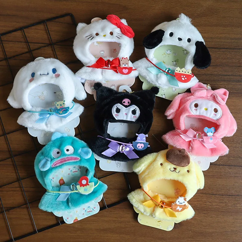 Mini Labubu Sanrio My Melody Kuromi Cinnamoroll 15cm Clothes Cape Headgear Kawaii Pendant Cartoon Anime Character Accessories