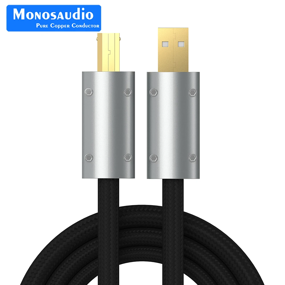 Monosaudio 純銀フォーミュラ USB AB A-B DAC 5Micro 金メッキ DAC デコーダ プリンタ データ USB2 Pro USB オーディオ ケーブル オーディオマニア