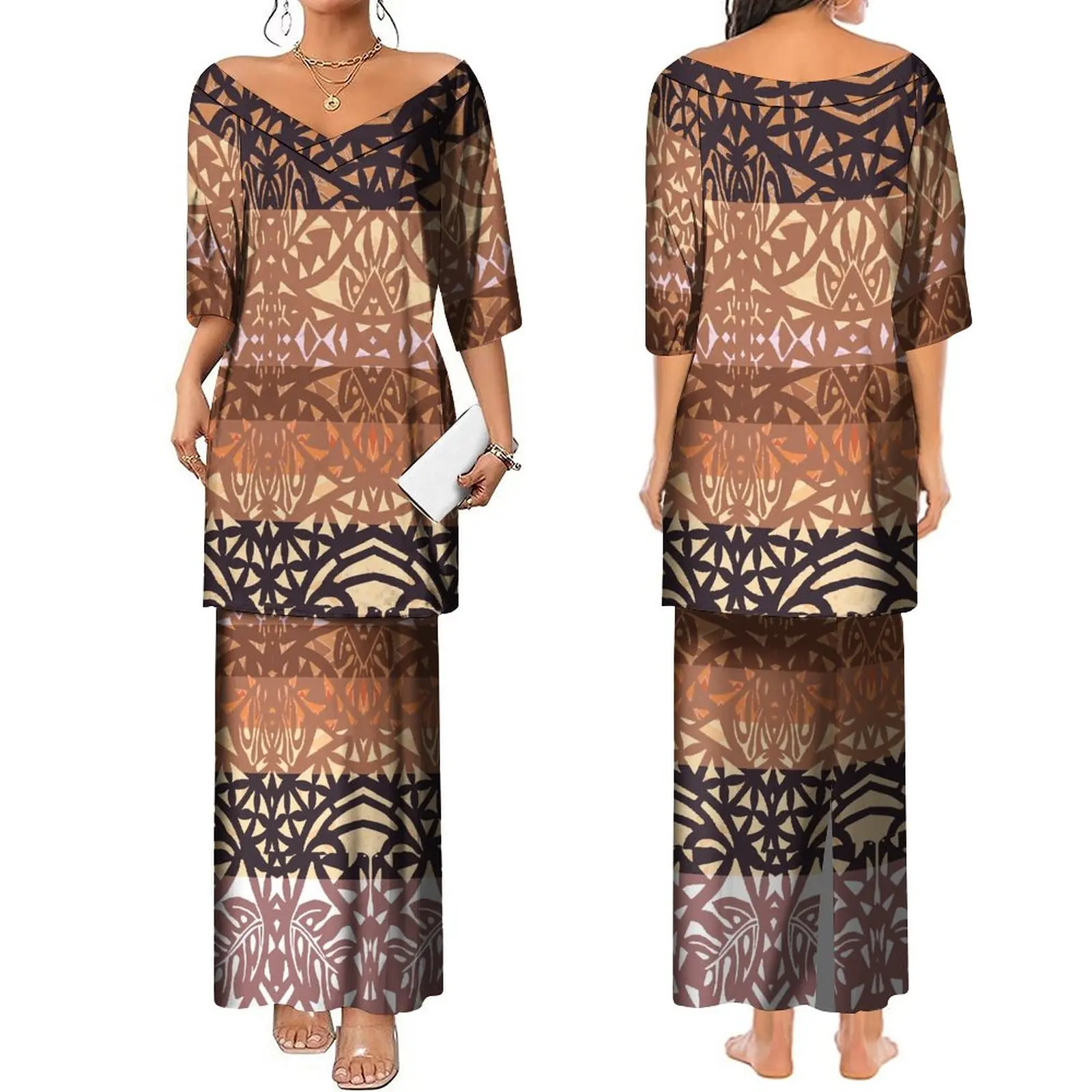 

2023 Summer Women'S V-Neck Dress Puletasi Dress Polynesian Hawaiian Tribe Women'S Dress Free Shipping