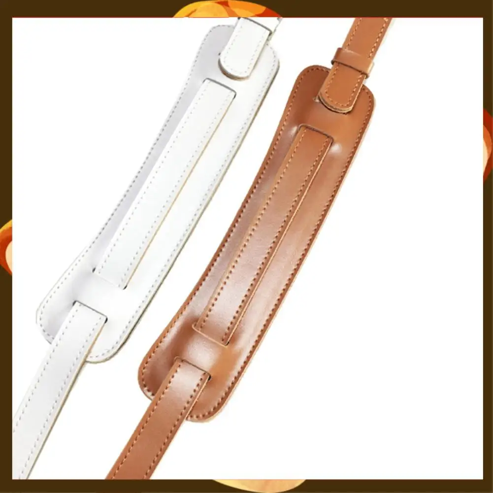 

2X Leather And Metal Buckle Electric Guitar Strap Belt Shoulder Pad Adjustable Guitar Straps-White Color & Brown Color-T34C