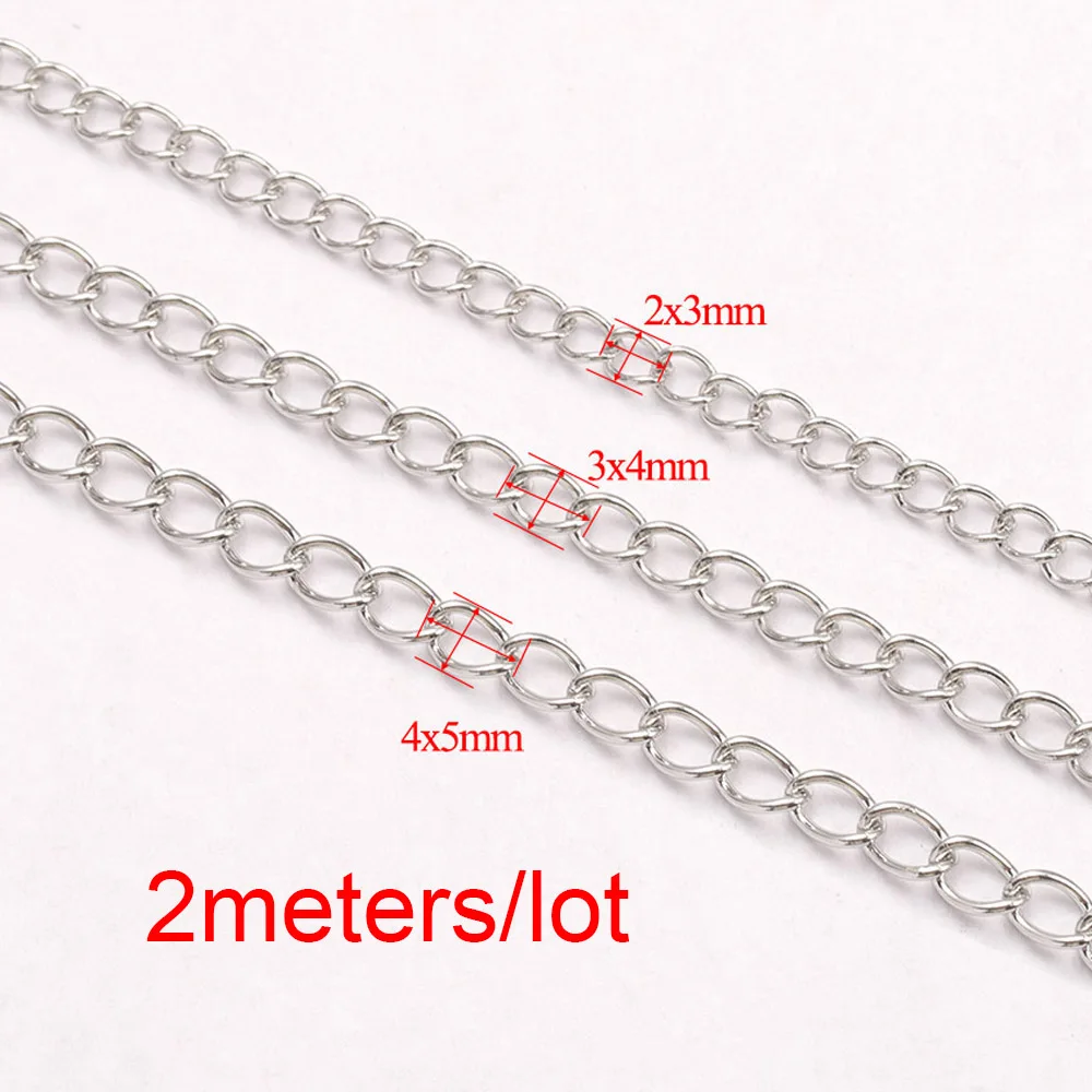 2M/Roll Stainless Steel Extension Chain Multi-Color Basic Chains for Bracelet Necklace Accessories Jewelry Making DIY Supplies