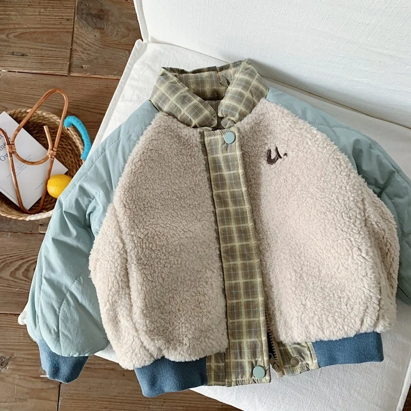 children's-plaid-cotton-jacket-boys'-warmth-outerwear-autumn-winter-zipper-closure-casual-style-long-sleeve-loose-fit-coat