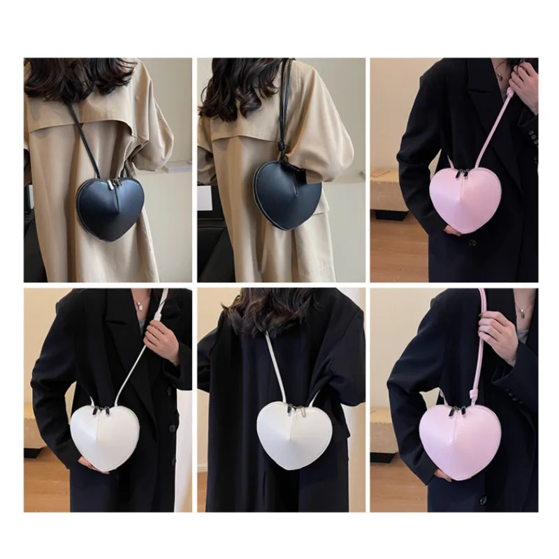 Fashion Texture Niche Design Bag Popular Hundred Crossbody Mini Heart Bag Underarm Bag Small Peach Heart Cute Women\'s Bag