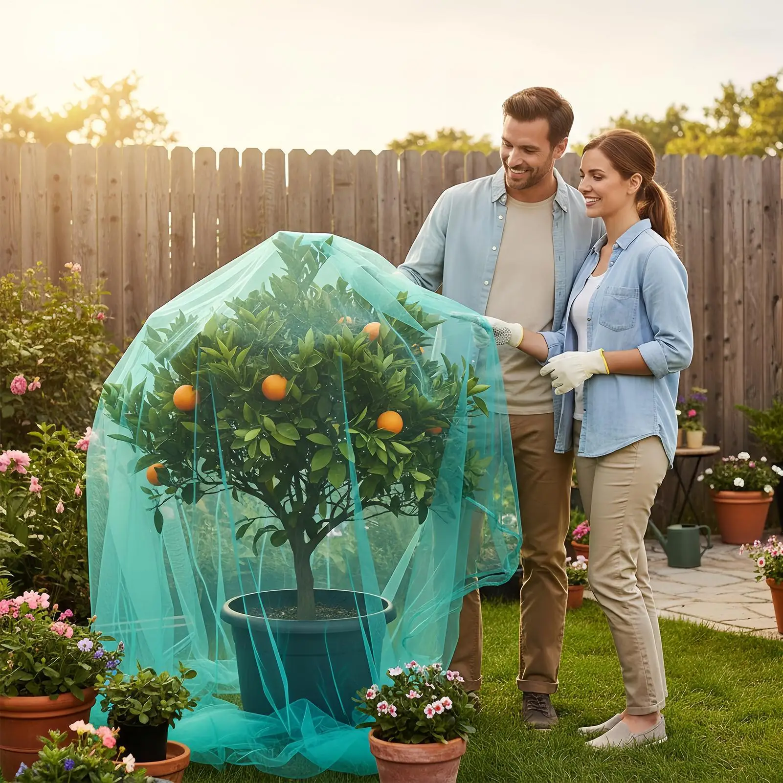 

Многоразовая прозрачная сетка для растений на шнурке, защитный чехол для сада, для садоводов, семьи, друзей, начинающих, для овощей и цветов