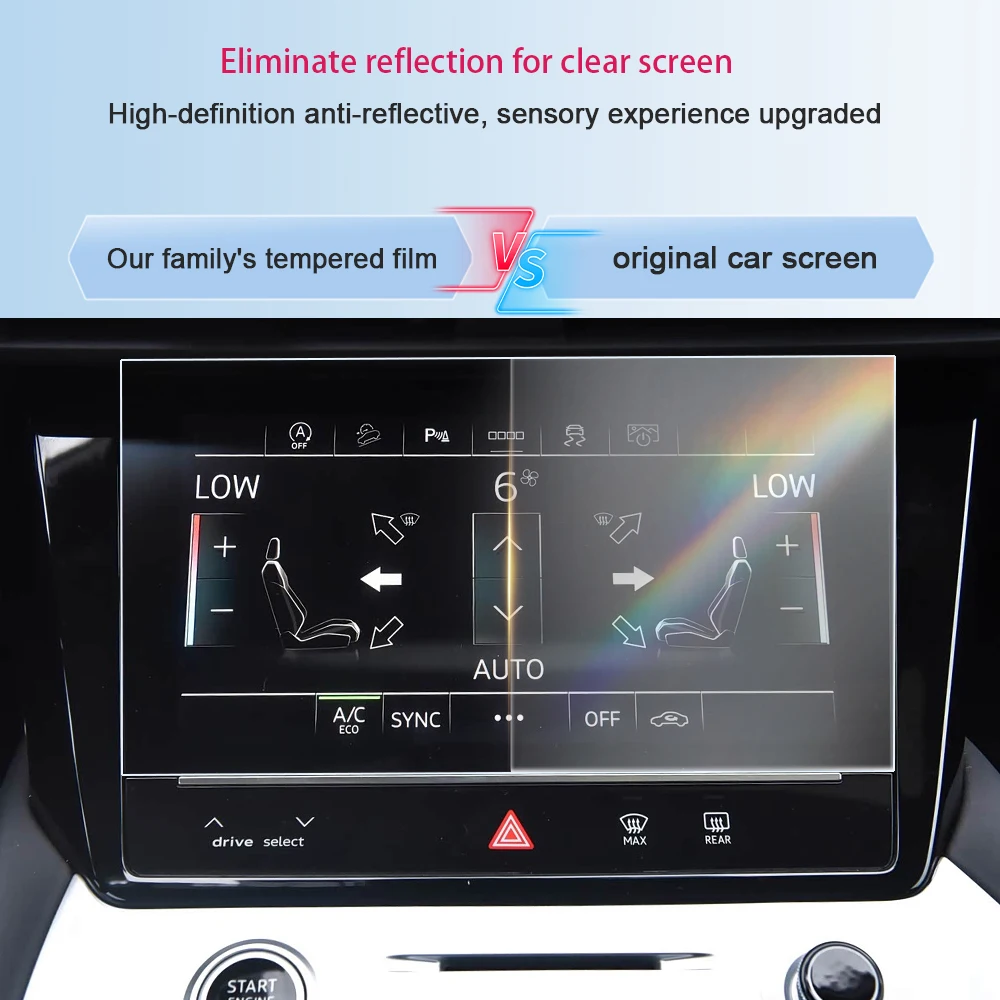 Car center console GPS LCD screen protective film Tempered glass film Anti fingerprint scratch resistant For Audi Q7/Q8 2019-26