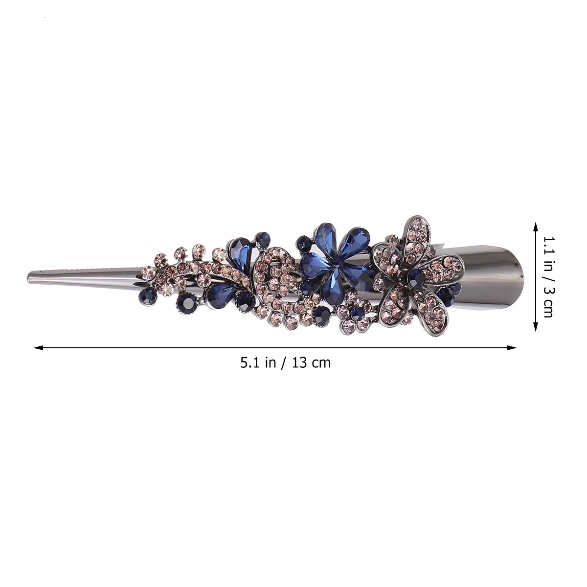 

Duckbill Hair Clip Rhinestone Barrette Women Grey Metal Alloy Durable Decorative Hair Styling Washing Traveling Gift