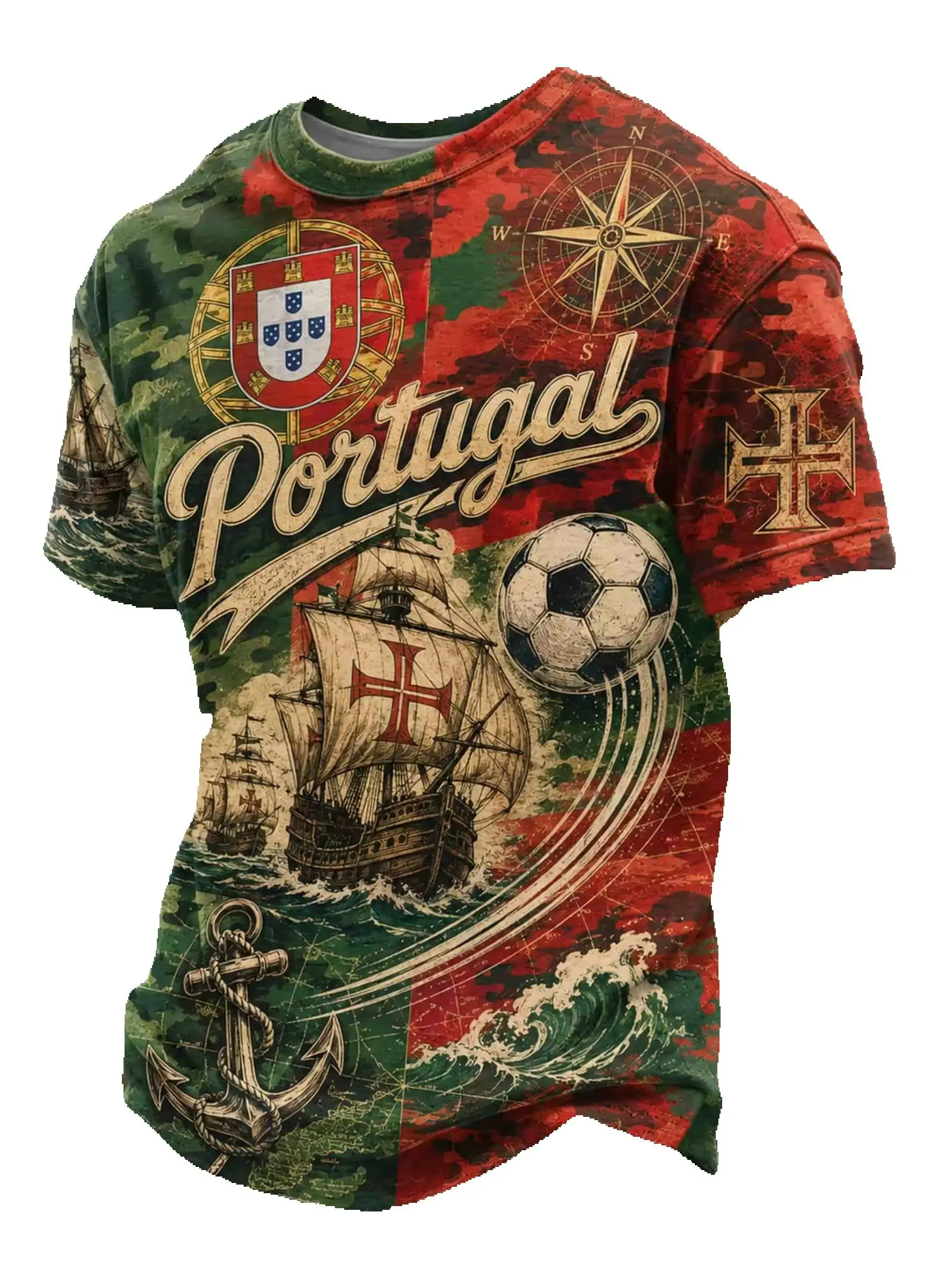Portugal Football Jersey 3D Full Print T Shirt Men Women Vintage Soccer Fan Shirt Camouflage Flag Summer Tee Tops Streetwear