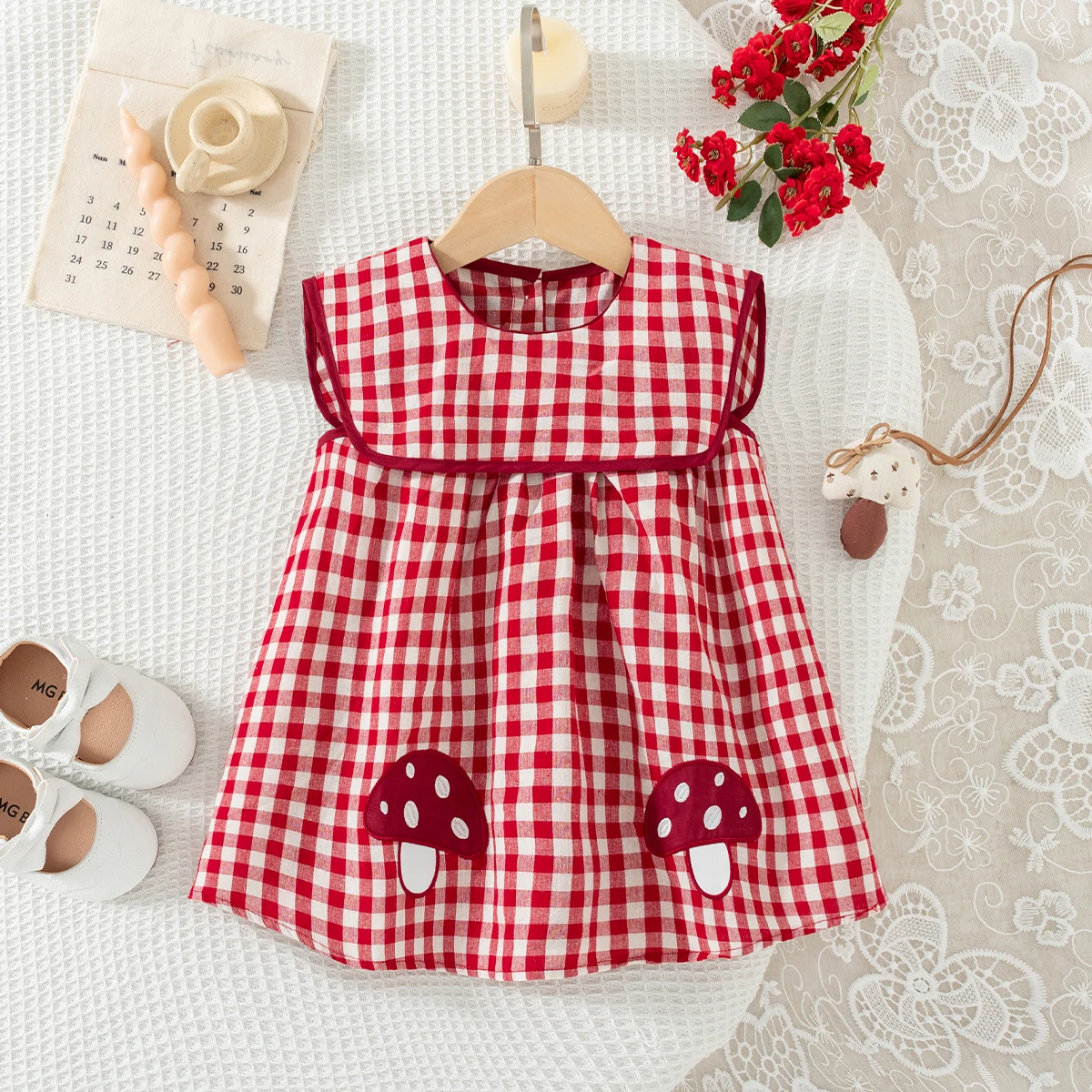

Летнее платье для девочки в клетку с мультяшным принтом, хлопковое, милое пляжное платье для малышки, одежда для девочек
