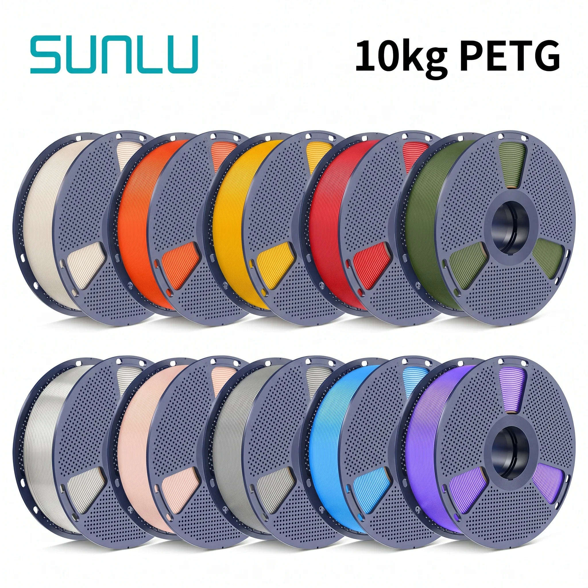 Filament SUNLU PETG 10 kg 1,75 mm 1 bobine/kg (2,2 lb) pour imprimantes 3D Bobine réutilisable Enroulée soigneusement Impression fluide