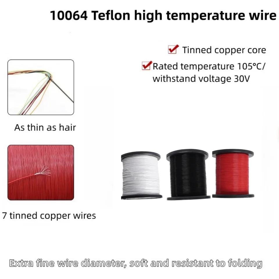 10 UL10064 FEP Wire 26/28/30/32/34/36/40AWG PTFE Plastic Ultra Fine Micro Litz Wires Solder High Conductivity Copper Cable