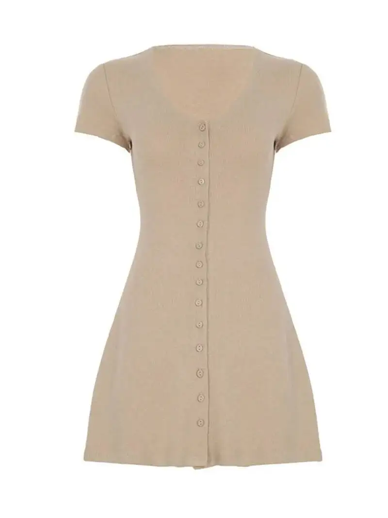 سليم تي شيرت فستان قصير مثير موضة النساء بلايز الصدر فستان قصير جدا أنيق الصيف قصيرة الأكمام سليم 2025 قمة جديدة 8J8M #6