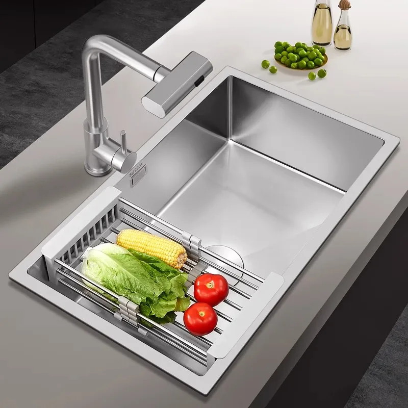 304 stainless steel brushed bar sink, island single slot, small vegetable basin, handmade basin under the counter