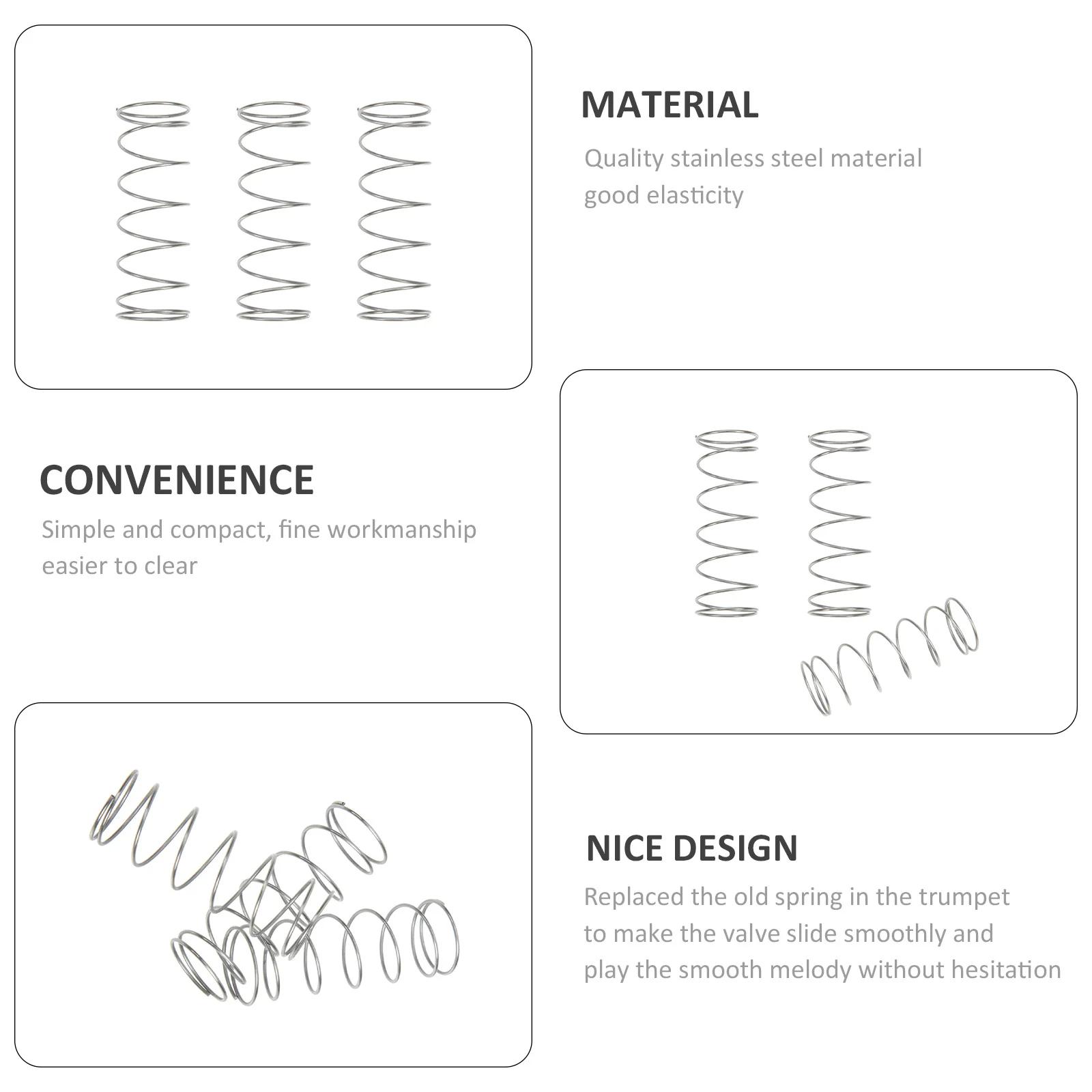 

3pcs Tenor Horn Spring Trumpet Button Spring Replacement Stainless Steel For Wind Instrument Repair Trumpet Parts