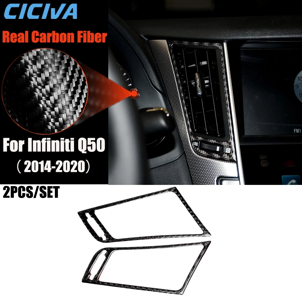 

Carbon Fiber Car Accessories Center Air Vent Decorative Modified Interior Trim Cover Soft Sticker For Infiniti Q50 2014-2020