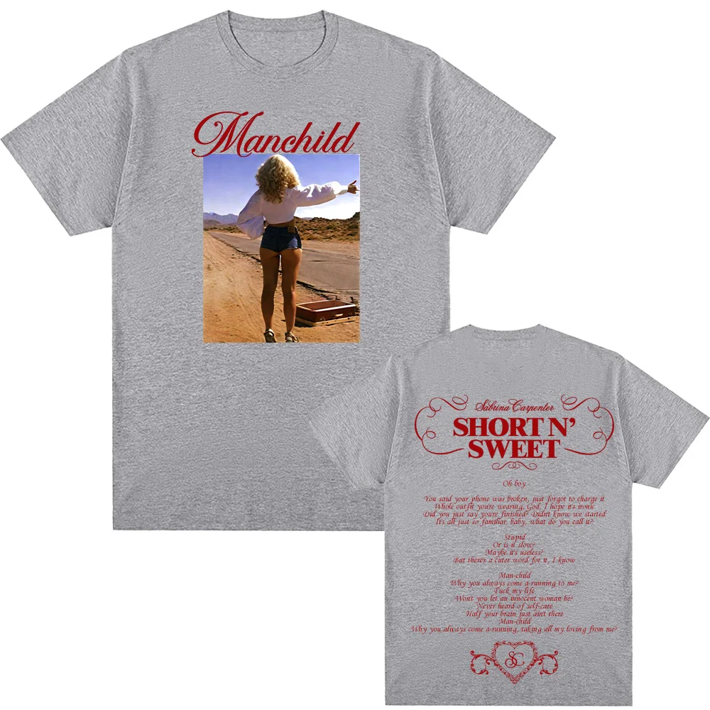 Sabrina Carpenter - Manchild Stampa grafica T Shirt O-Collo Grunge Tee-shirt Ropa Mujer 100% cotone Abbigliamento Casual RetroTshirt