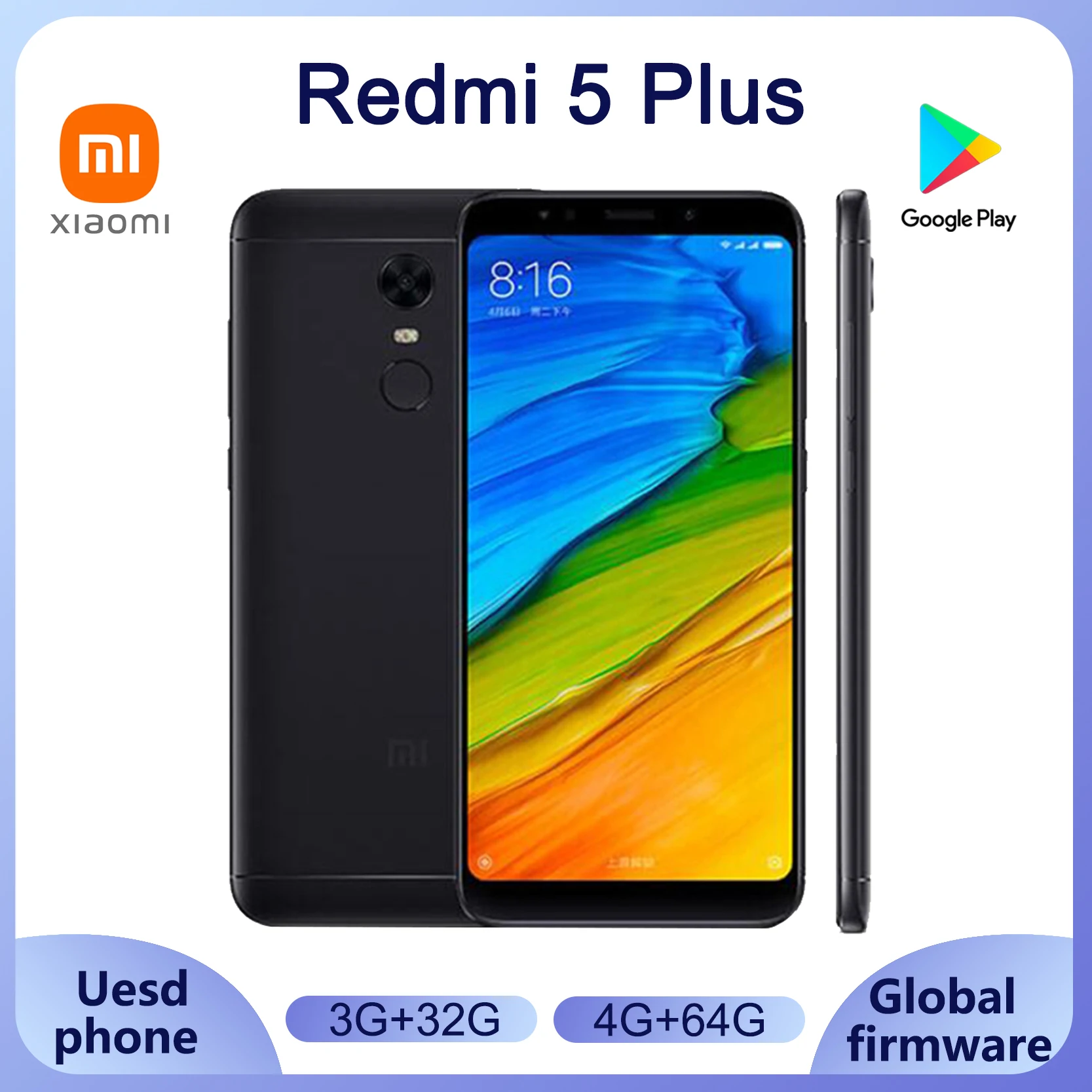 Xiaomi Redmi 5 plus Smartphone 4000mah Battery Android Cellphone  Dual SIM  Fingerprint Recognition  Snapdragon 625used phone