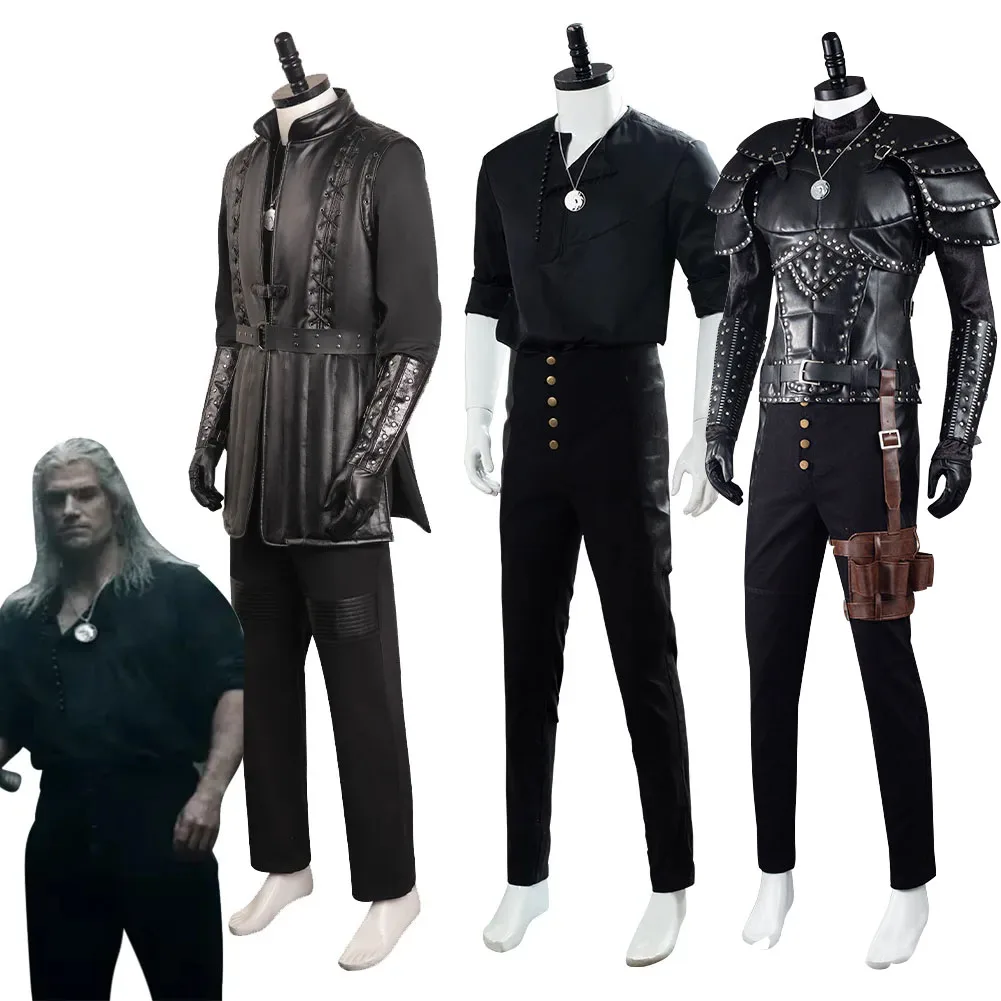 Film Geralt of Rivia Costume Cosplay abiti da uomo Halloween Carnival Party Top Vest travestimento tuta da gioco per adulto maschio ragazzo