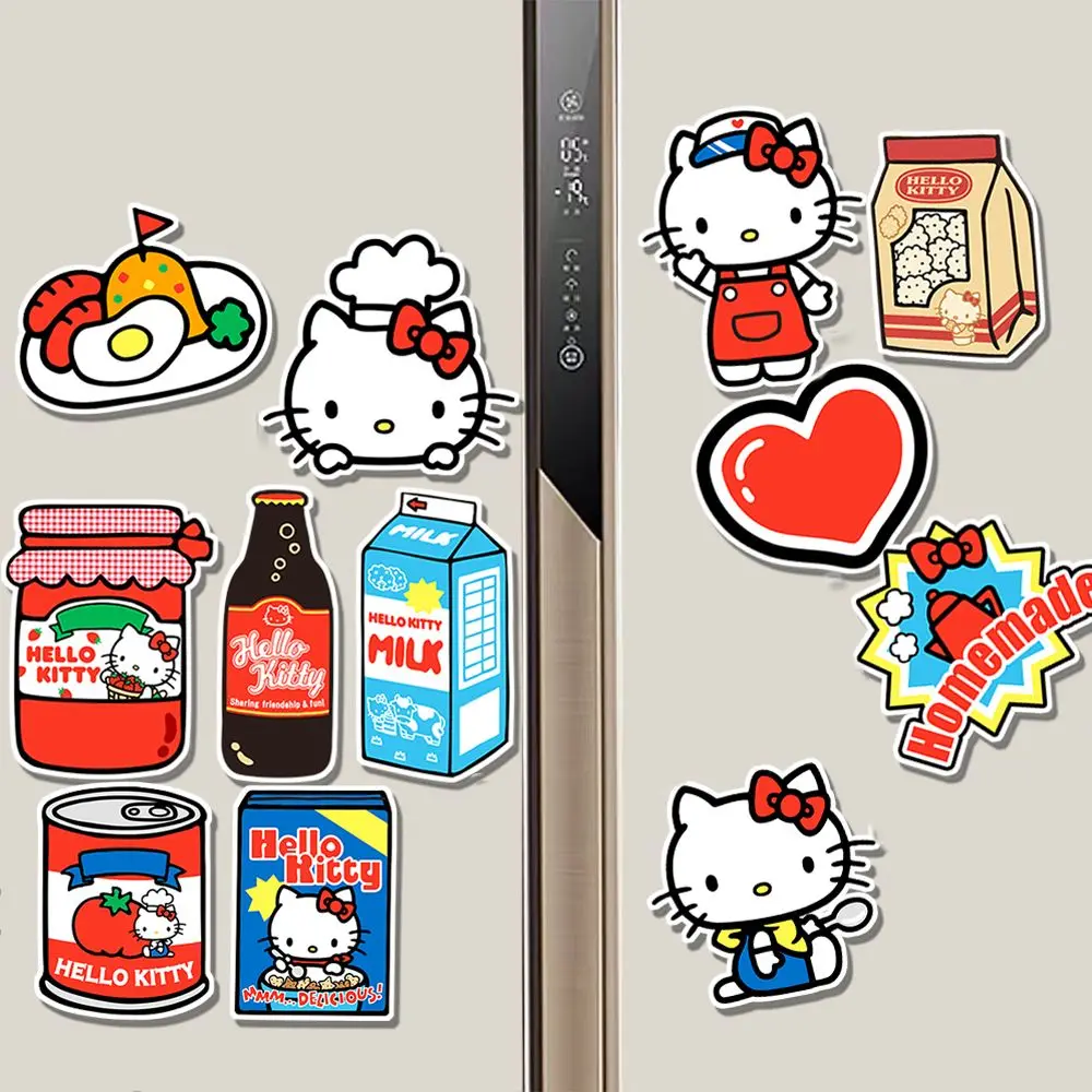 Hello Kitty cartoon magnetic refrigerator sticker creative home decoration strong magnetic traceless Kitty cat magnetic sticker