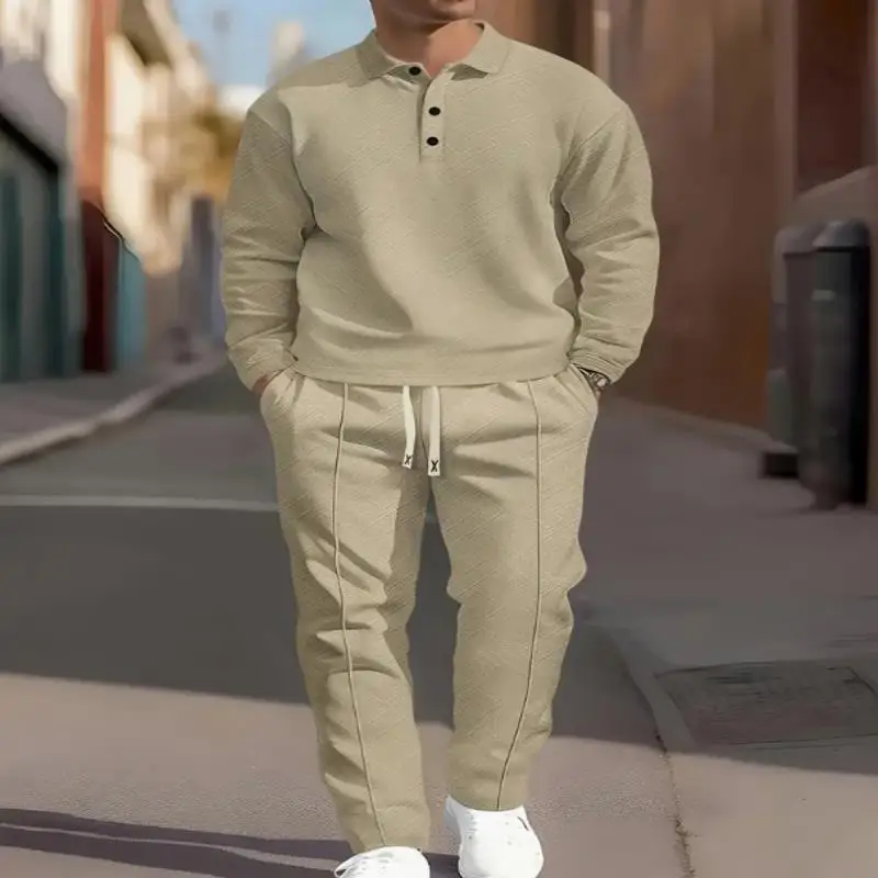 

Men's Diamond - Patterned Polo - Collar Set for Spring and Autumn, Simple and Elegant, Casual and Easy to Match for Daily Wear