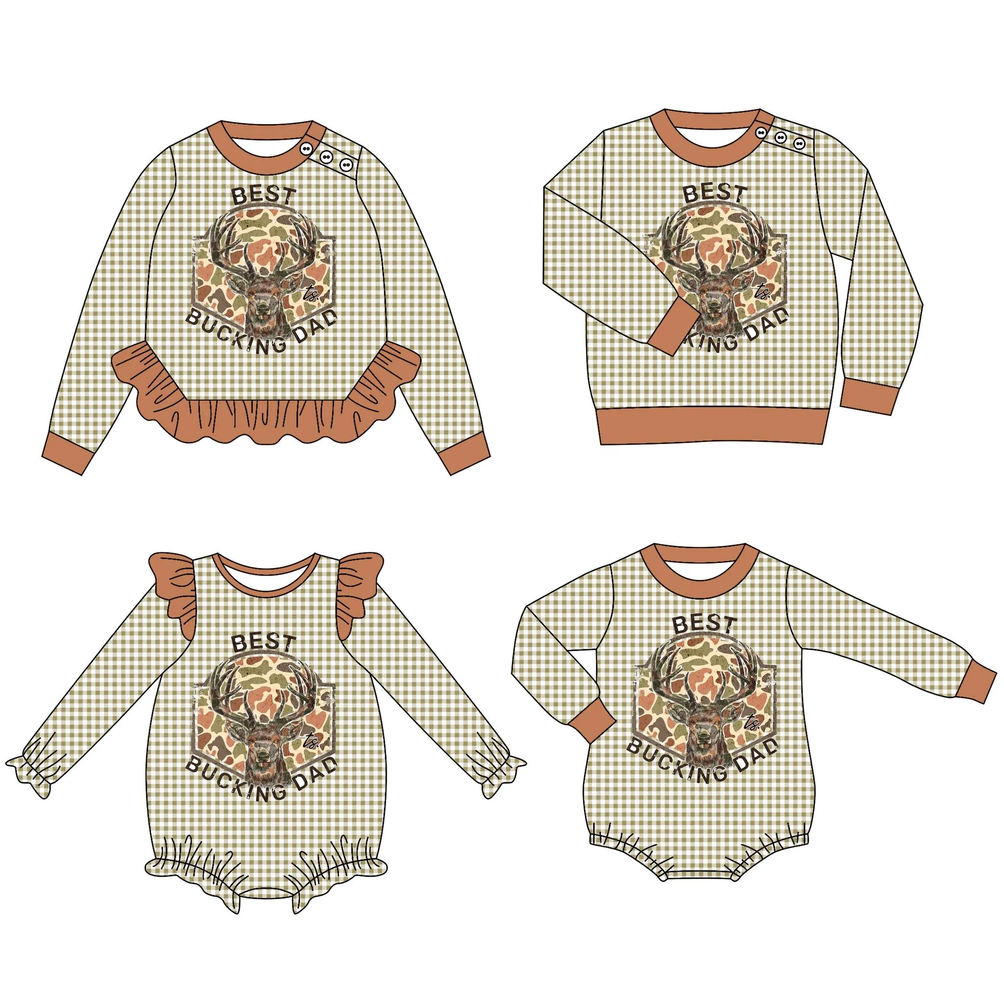 Boutique Plaid Children Best Bucking Dad Top Design Kids Hallowen Boo Toddler Clothing With Baby Rompers