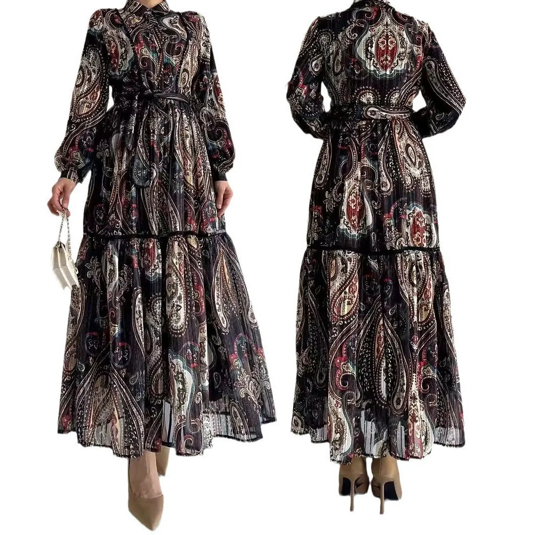 High Quality Traditional Muslim Abaya Dress Flower Casual Long Dress Muslim Islamic Luxury Abaya Dubai Muslim Dresses