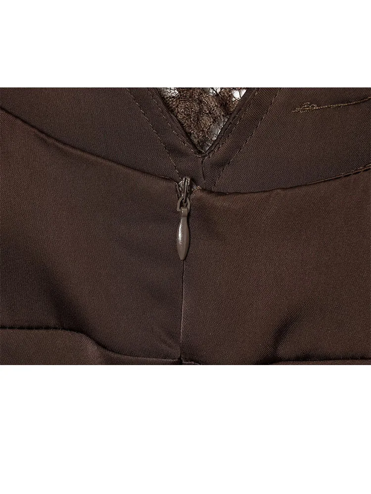 HH Vrouwen 2026 Zomer Nieuwe Mode V-hals Jarretel Kant Shotrt Jurk Vrouwelijke Sexy Rits Backless High Street Stijl Slanke jurk