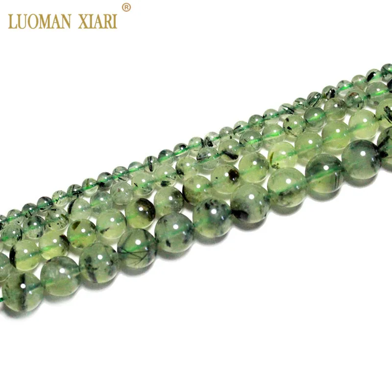 Fine AAA 100% Natural Top Green Prehnite  Round Natural Stone Beads For Jewelry Making DIY Bracelet Necklace 4/6/8/10 mm