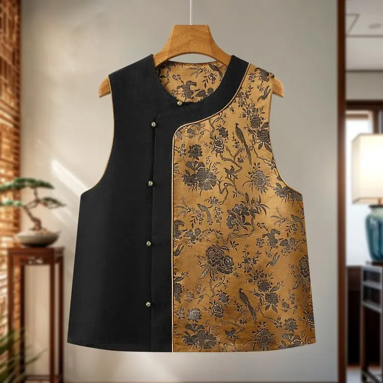 

Весенне-осенний жаккардовый жилет, женский зарубежный жилет среднего и пожилого возраста 2508-XA113-7569