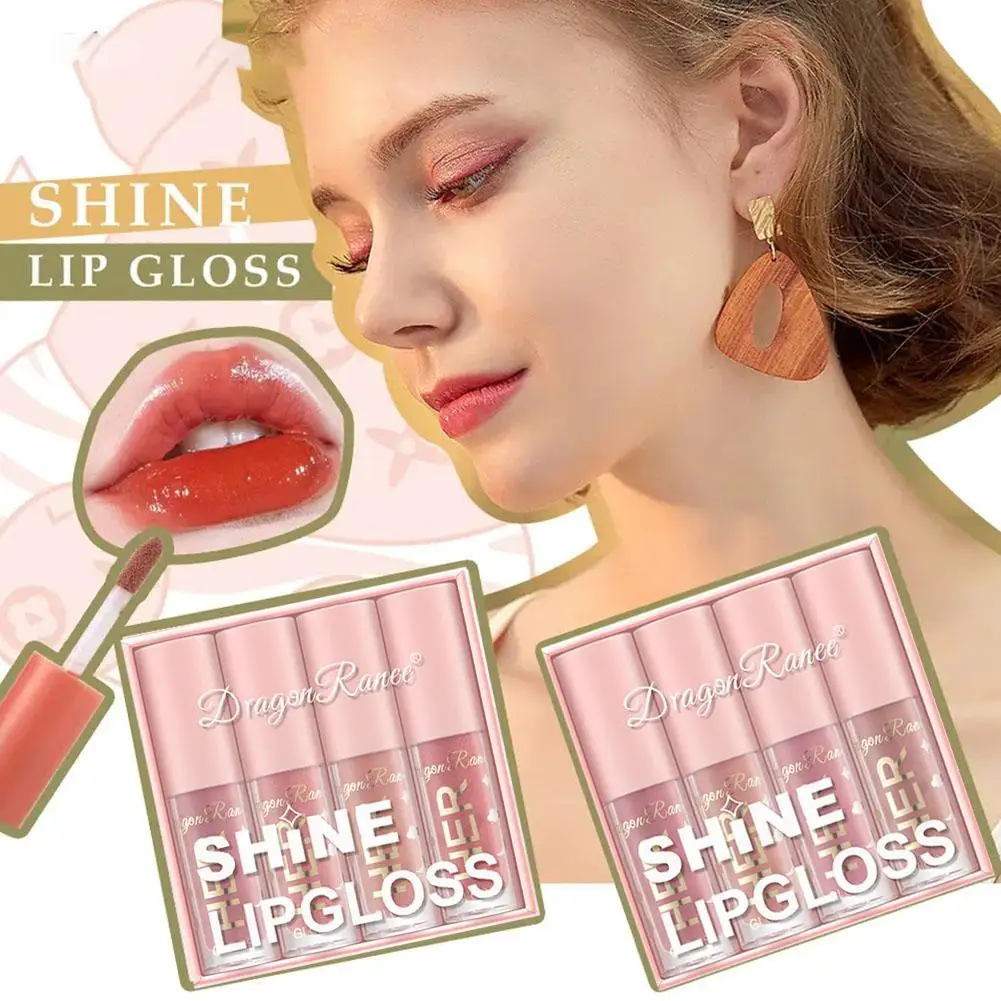 Lanbena-batom hidratante para mulheres, brilho labial, duradouro, impermeável, maquiagem, cosméticos, lábio vermelho, r3p4, 4 cores