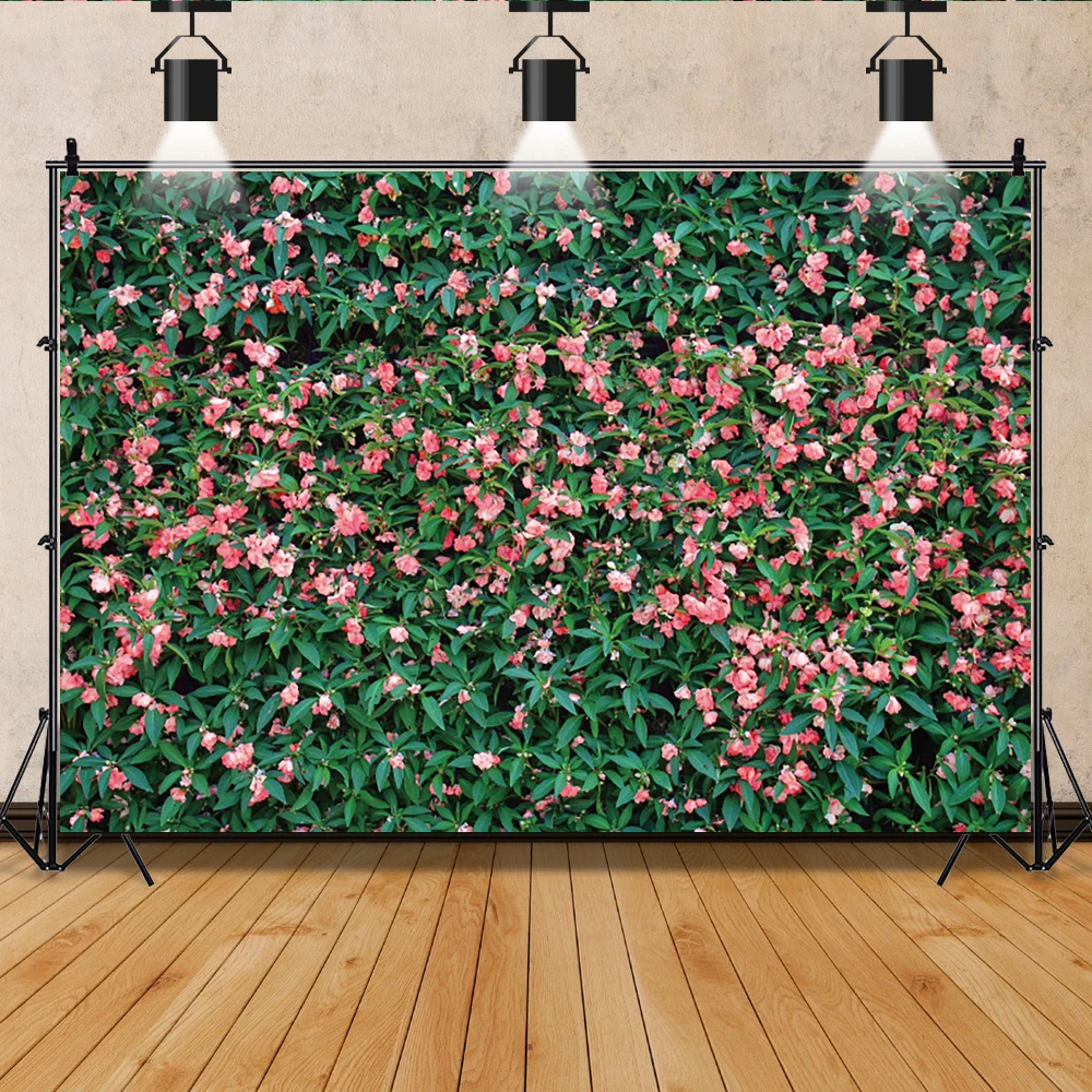 Laeacco الأخضر يترك زهرة التصوير خلفية الربيع طبيعة ديكور الحفلات في الهواء الطلق موضوع الوليد الطفل خلفية Portarait