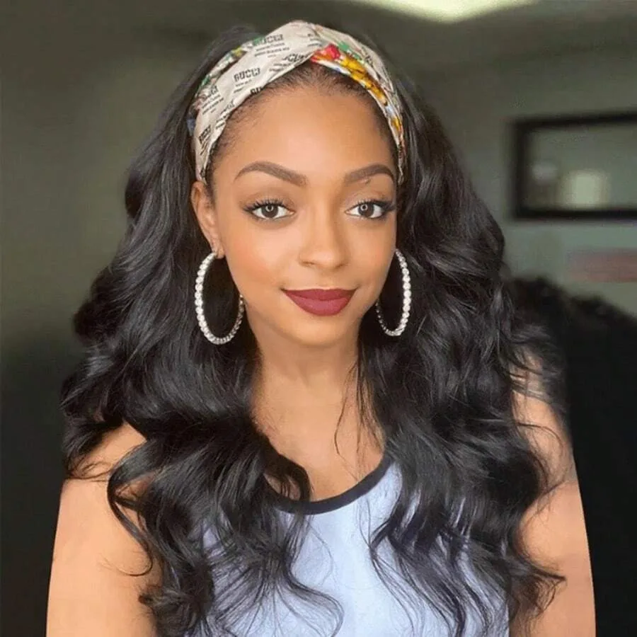 

Body Wave Headband Wig Human Hair 250% Density Glueless No Lace Wig Brazilian Real Human Hair Water Wave Headband Wigs Brazilian Virgin Hair Wear And Go