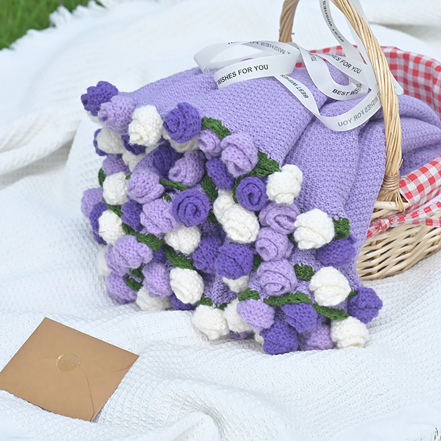 

Purple Rose Bouquet Blanket for Her Him Best Friend - Premium Birthday Valentine's Day Gift Ideas
