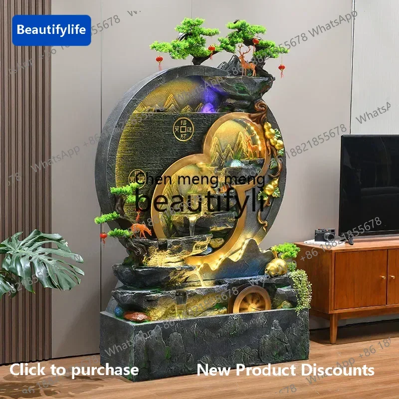 183ff كبير من الأرض إلى السقف الجنينة نافورة الماء المتدفقة زخرفة غرفة المعيشة ديكور جبال الألب ميزة المياه المتداولة