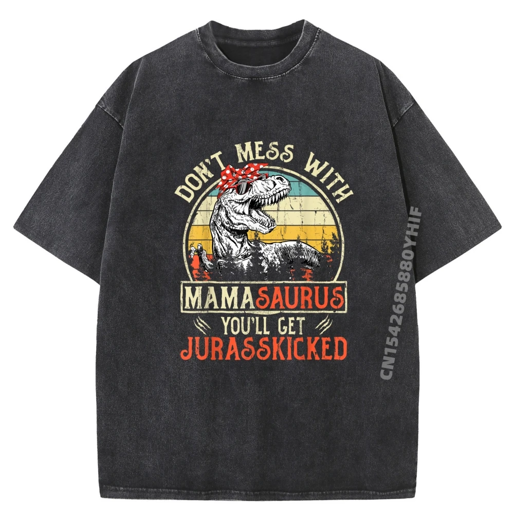 

Don It Mess With Mamasaurus You Ll Get Jurasskicked Mama Streetwear Meme Tshirt Mens Printes Tshirts Loose Washed Shirt