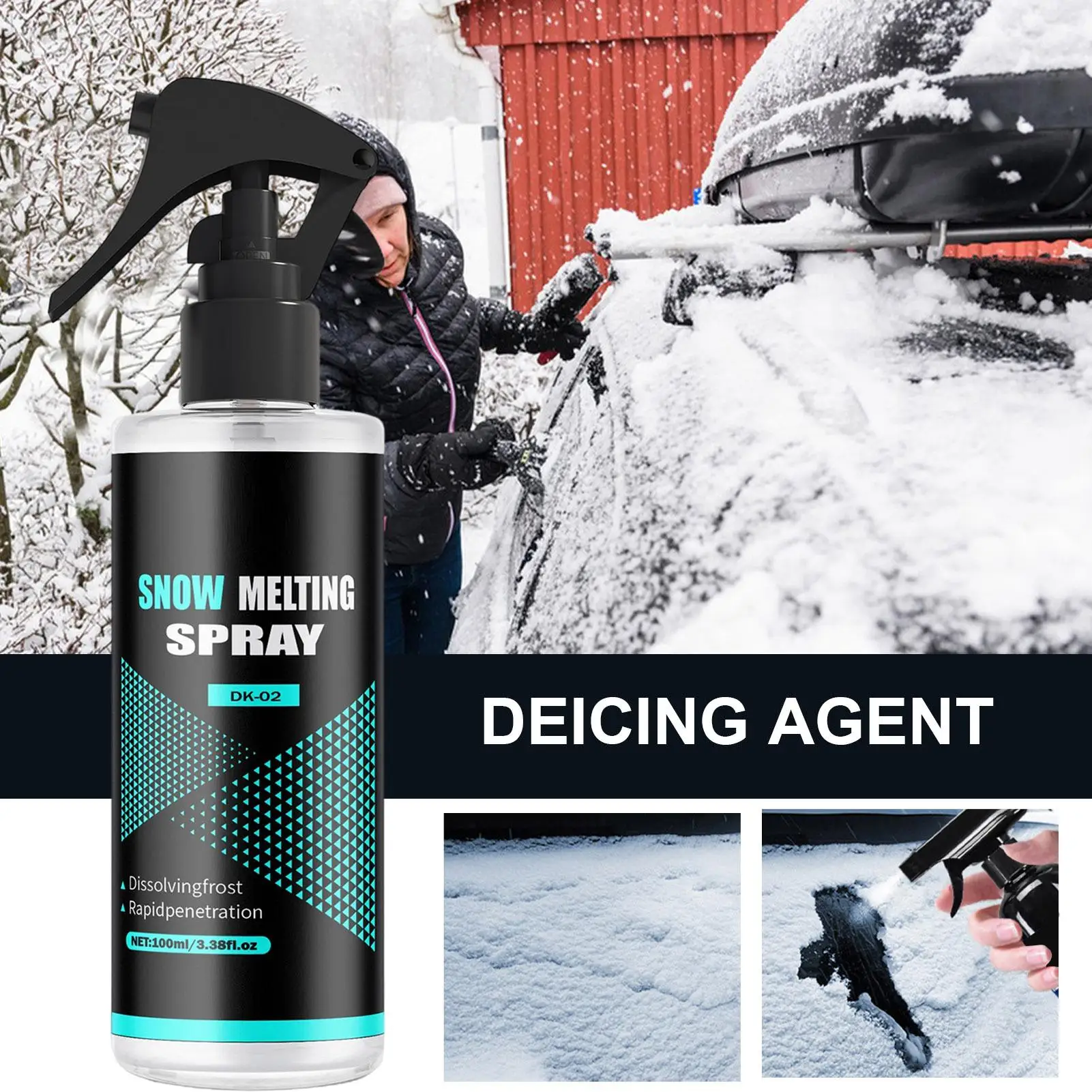 Picture 4: 100ML Windshield Deicer Spray, Fast Acting Ice Snow Remover for Truck Tractor Vehicle Glass, Winter Defroster Solution