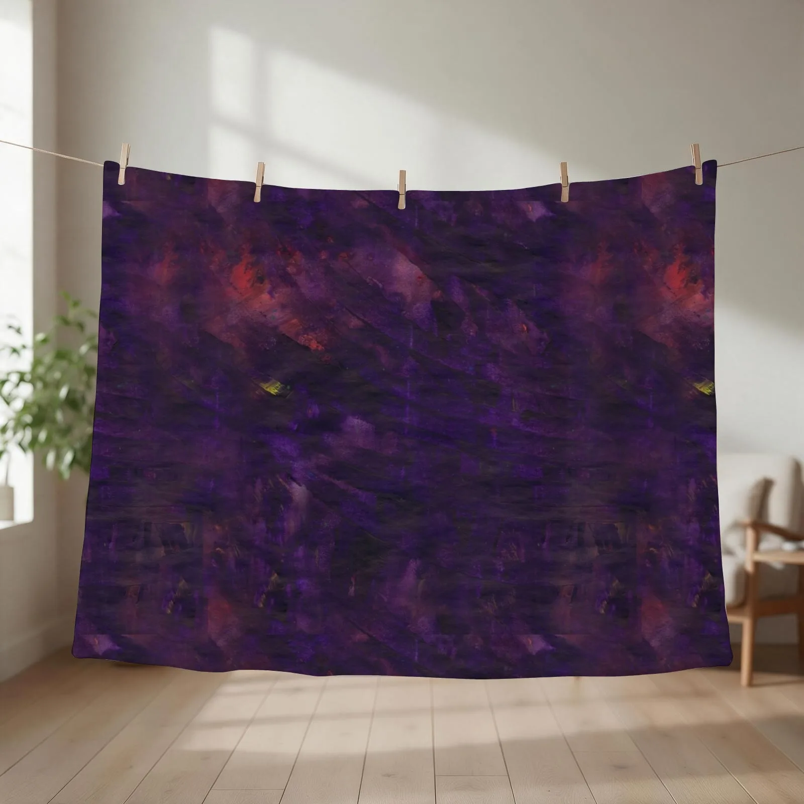Midnight Sky No 1 - Hand Painted Texture Throw Blanket couch cozy soft plush fuzzy picnic outdoor blanket