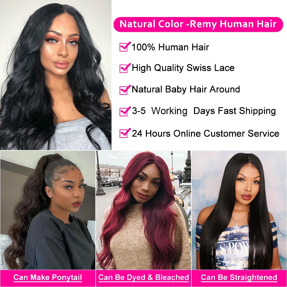 Brazilian 13x4 13x6 Wig Body Wave HD Transparent Lace Front Human Hair Glueless Wig Pre Plucked 4x4 Lace Closure Wigs For Women