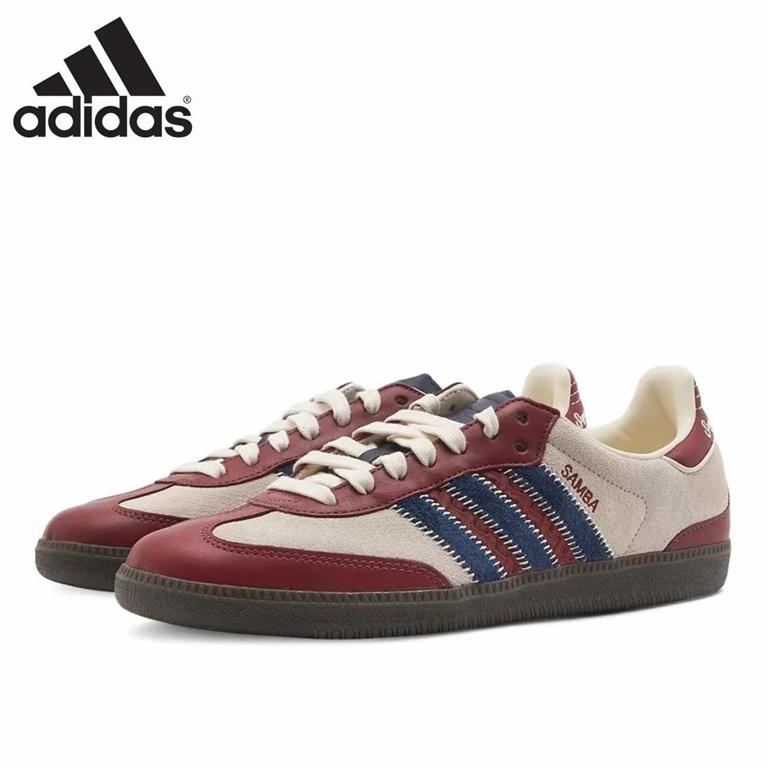 Adidas Samba OG-Baskets de sport rétro polyvalentes, chaussures d\'entraînement allemandes Maroon, chaussures de planche décontractées, Notitle