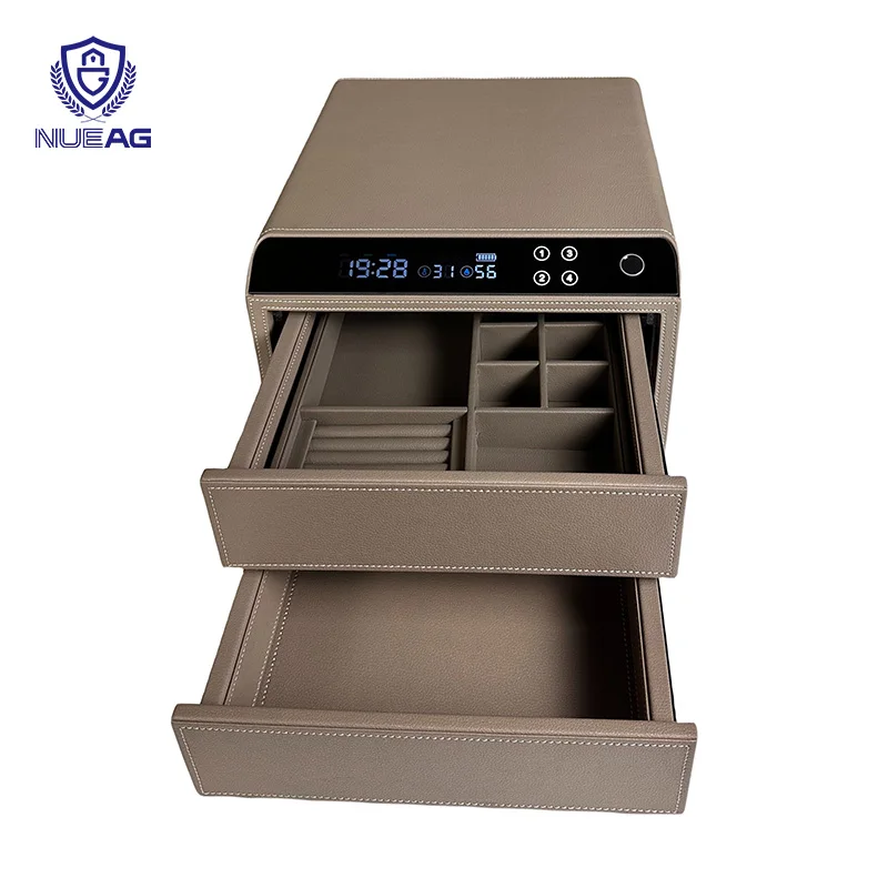 

XAG-PGC2-greyDouble Layer Gray Leather Jewelry Safe, Home Smart Safe, Office File Storage Safe