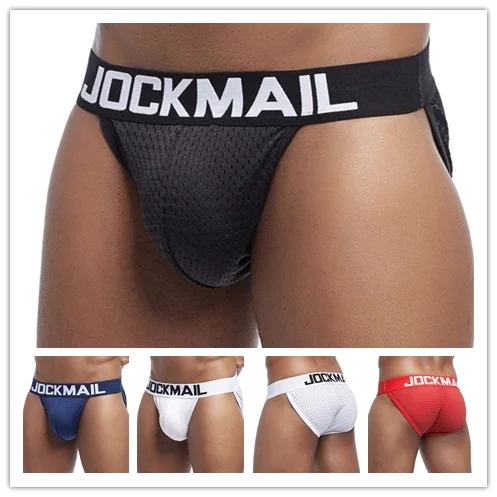 JOCKMAIL Mesh Sexy Men Underwear Ice Silk Men Briefs Breathable Slip Bikini Gay Male Panties Underpants Summer Men's Clothes