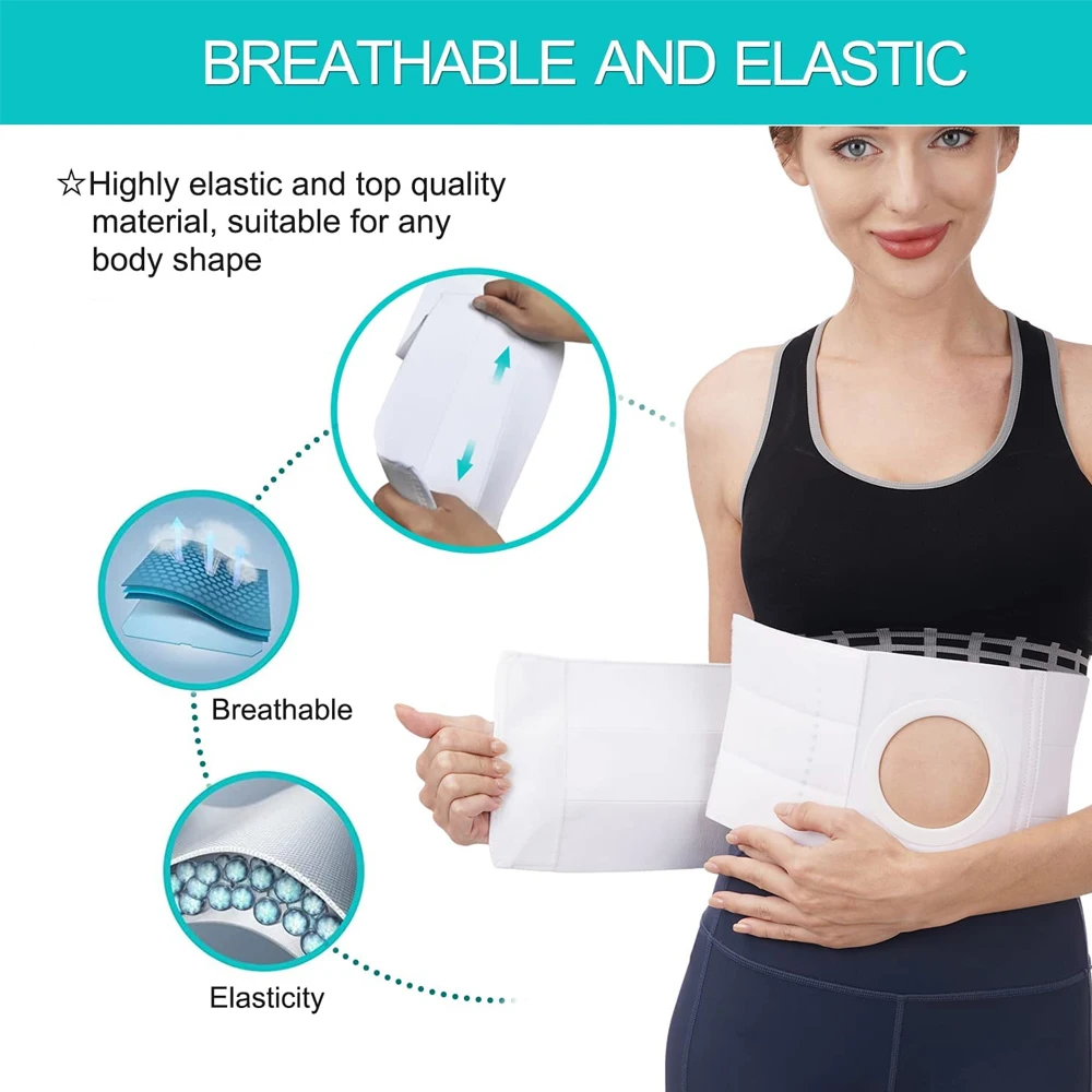 Ostomy Hernia Belt, Stoma Support Ostomy Hernia Belt for Colostomy Bag Abdominal Binder Lower Waist Support Belt Binding Support